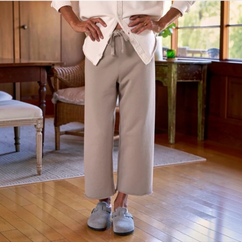 Frank & Eileen Catherine Favorite Sweatpants Size L Beige Cropped Triple Terry